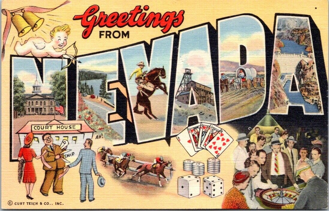Postcard Post Card Greetings From Nevada Las Vegas Unposted