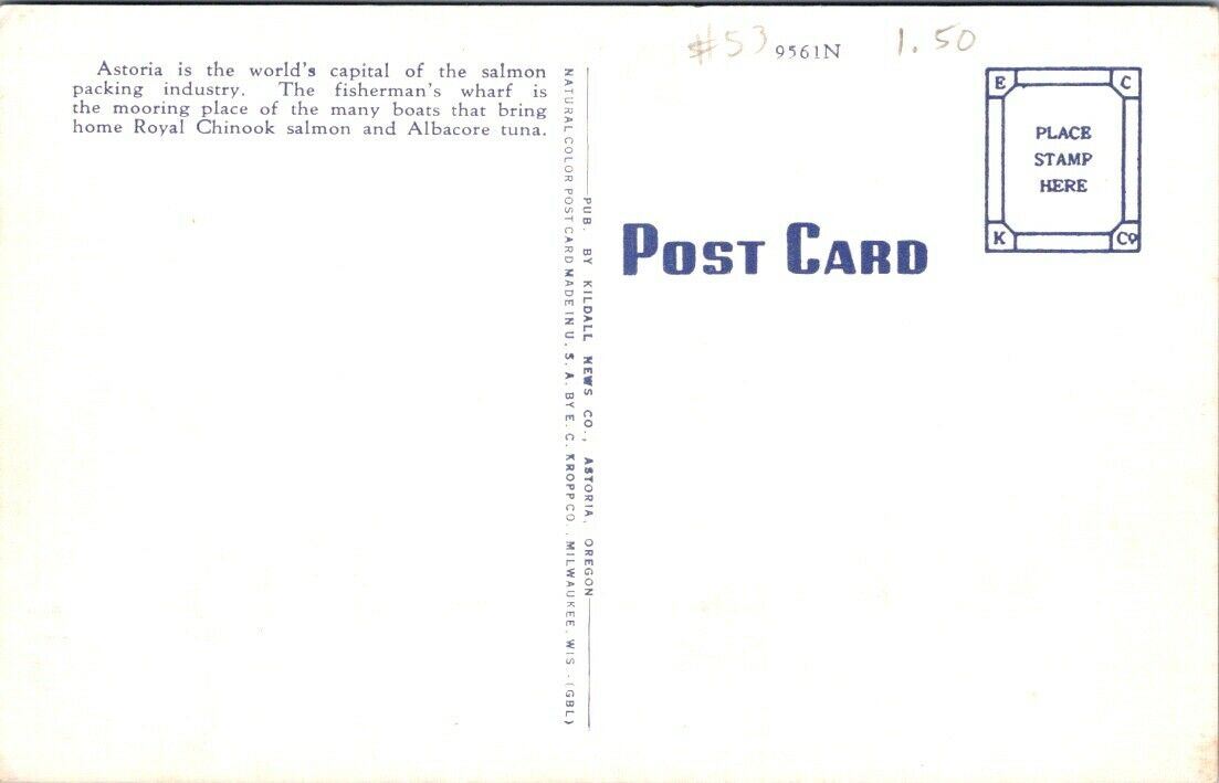 Postcard The Mooring Basin For The Fishing Boats Astoria Oregon Salmon Tuna