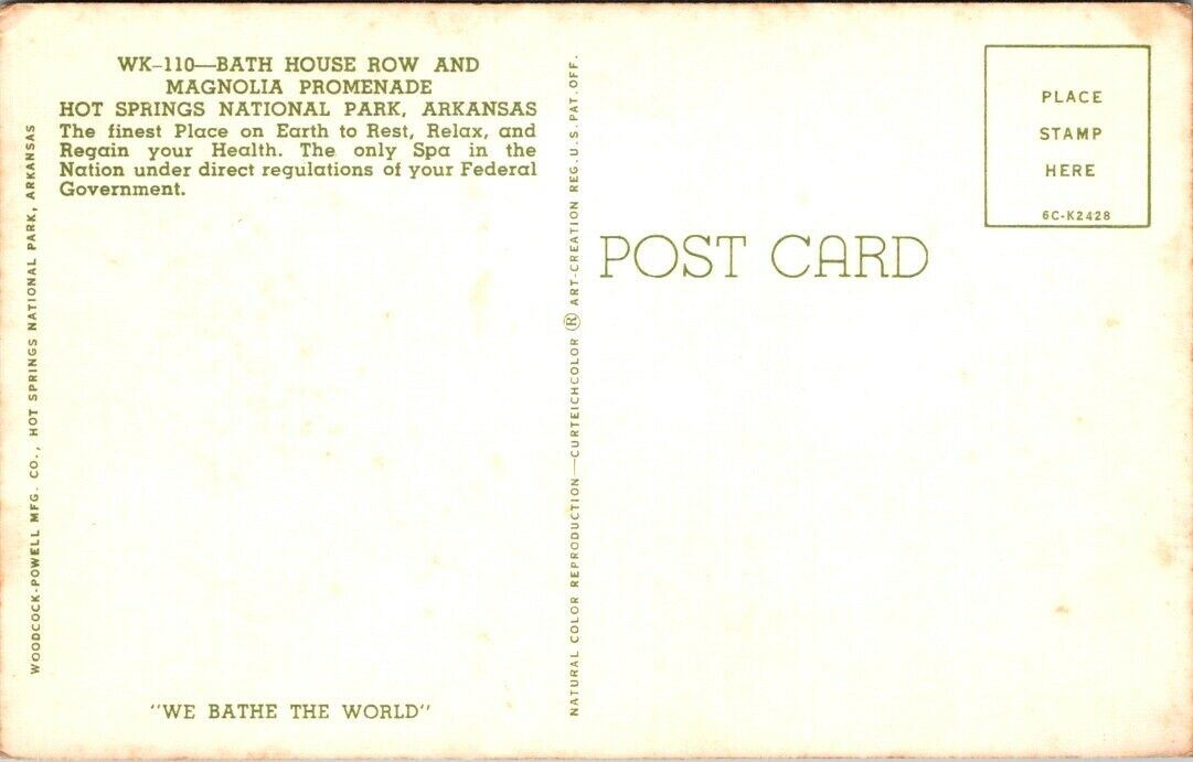 Vintage Postcard Bath House Row And Magnolia Promenade Hot Springs National Park