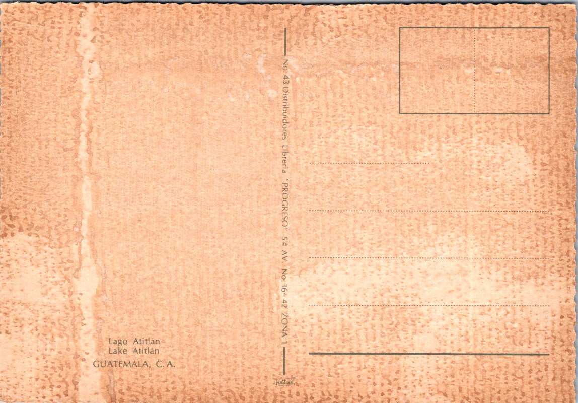 Vintage Postcard The Lake Atitalan Guatemala Unposted