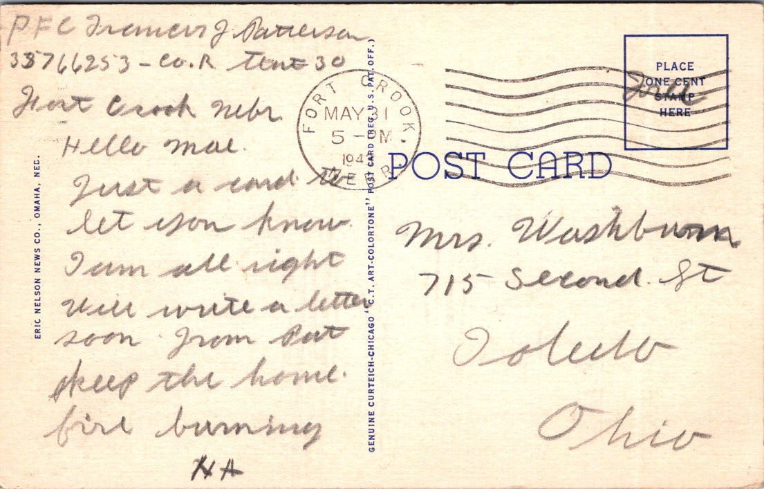 Vintage Postcard Glenn Martin Bomber Plant Fort Crook Nebraska United States