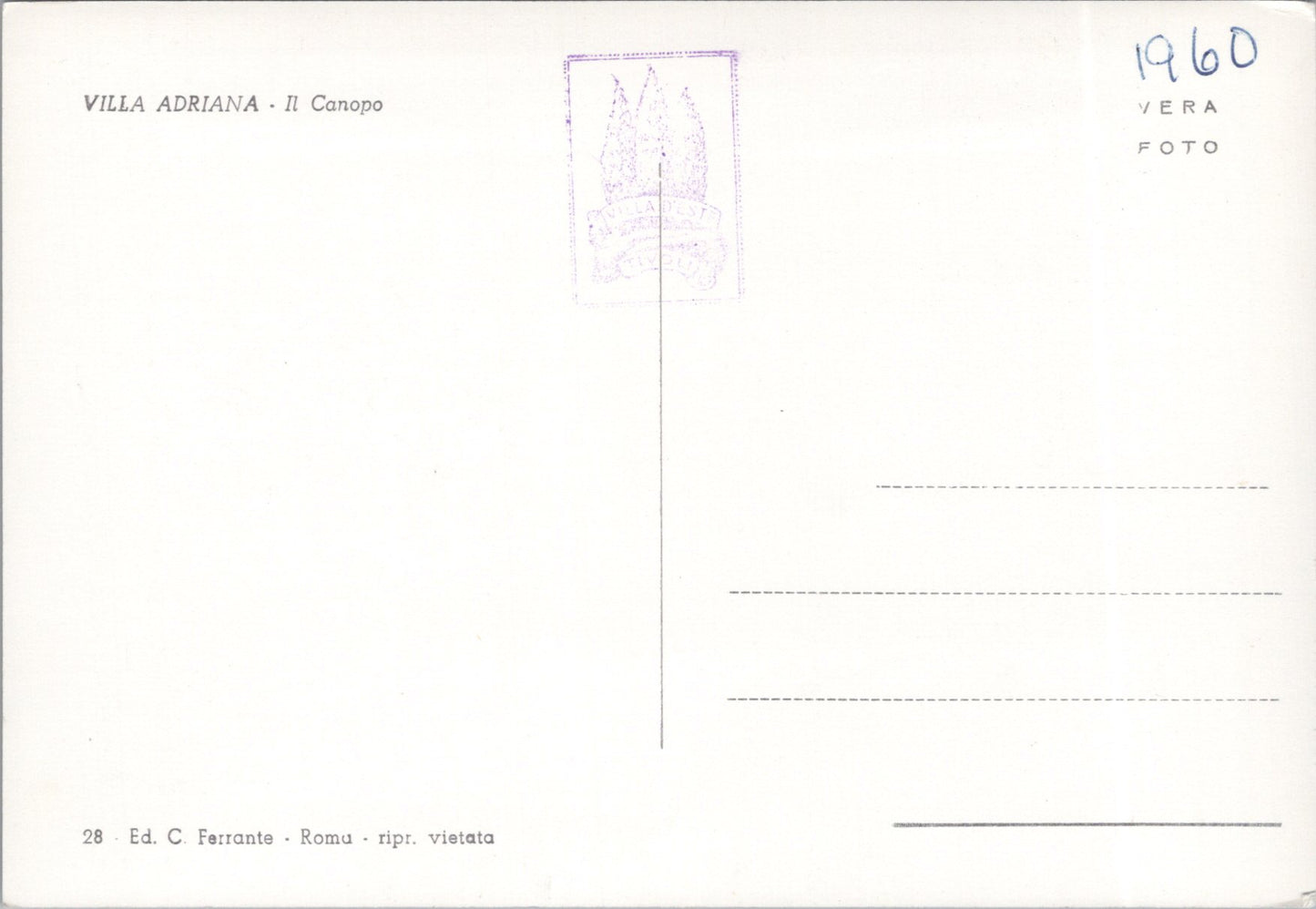 Vintage Postcard Hadrian's Villa The Canopous Tivoli Italy Unposted