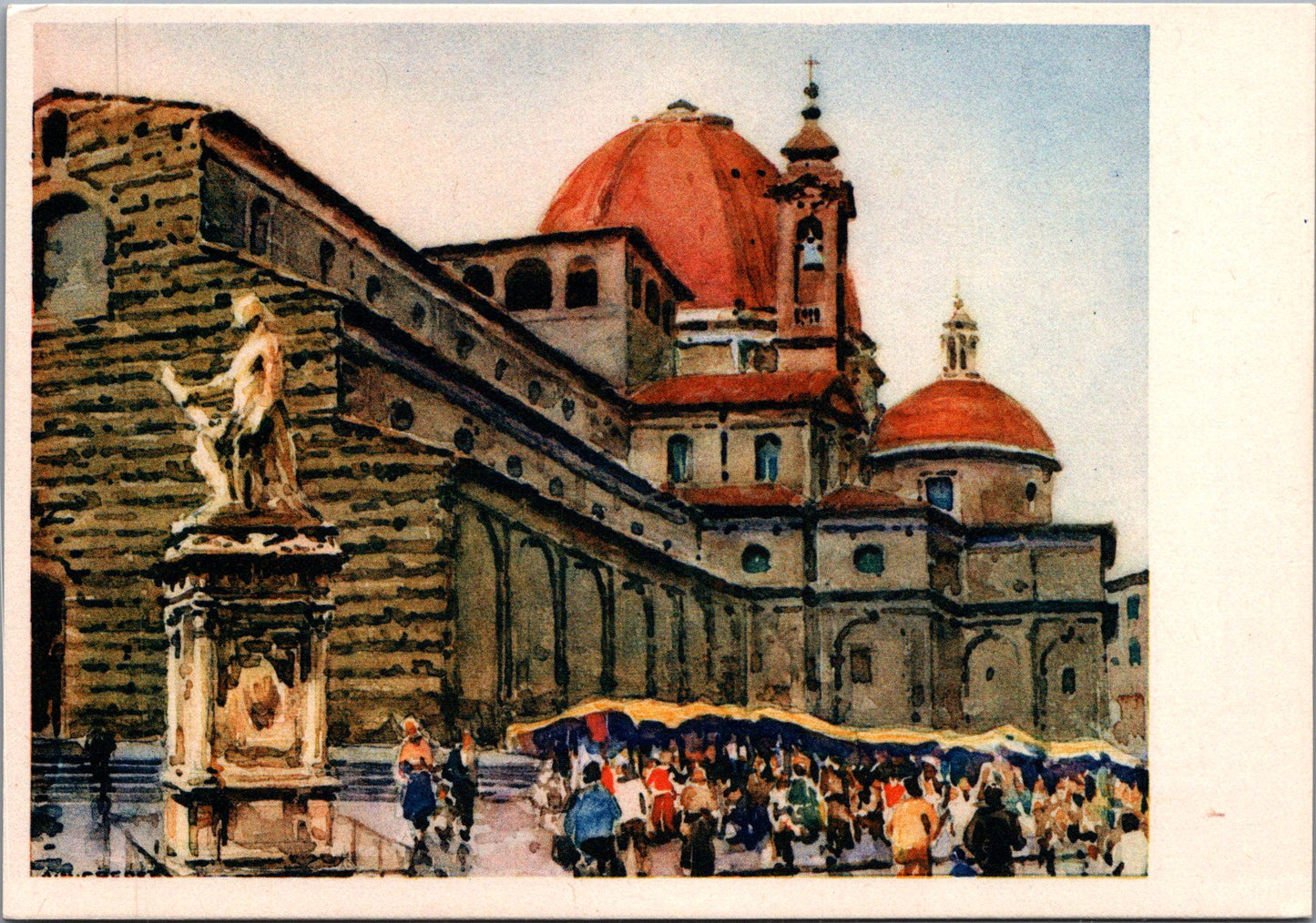 Vintage Postcard Piazza Di San Lorenzo By AM Crepet Lucina Rome Italy Unposted