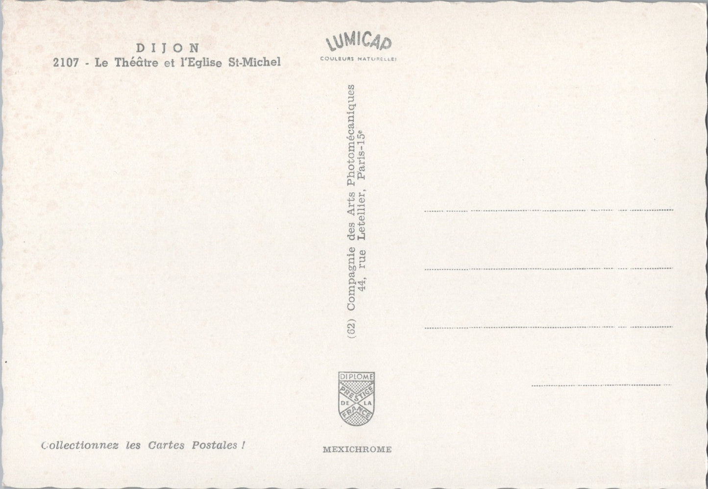 Vintage Postcard The Saint Michael Theater And Church Dijon France Unposted