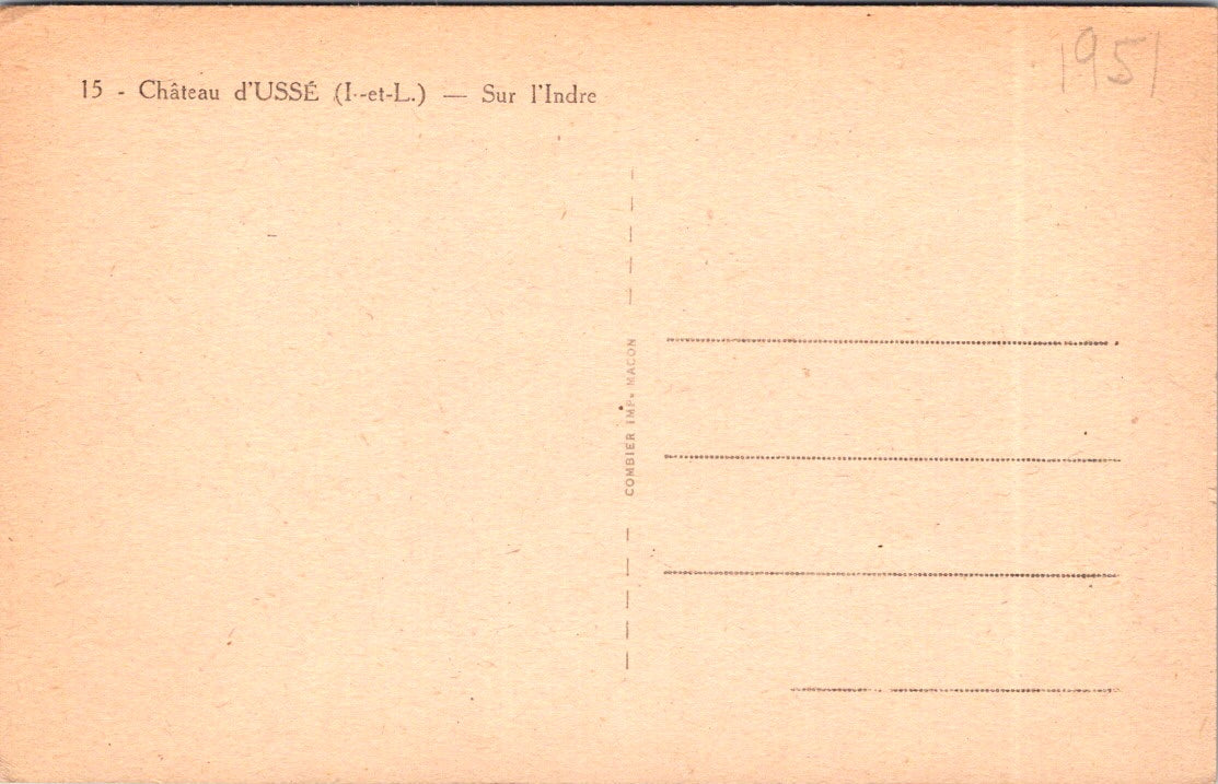 Postcard Vintage Château d'Ussé Castle Sur l'Indre France Unposted