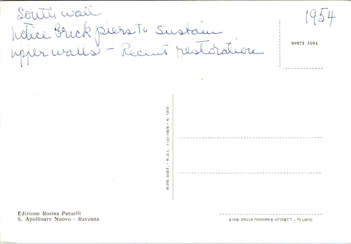 Vintage Postcard South Wall Apollinare di Ravenna Martiri Particolare Unposted