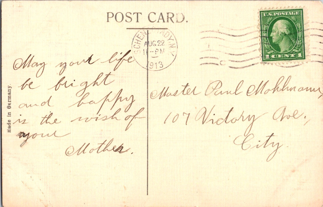 Vintage Postcard Purple Pansy Flower Birthday Greetings Posted 1913 US One Cent