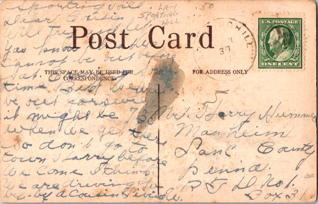 Vintage Postcard Flowers Happy World Posted US Postage One Cent