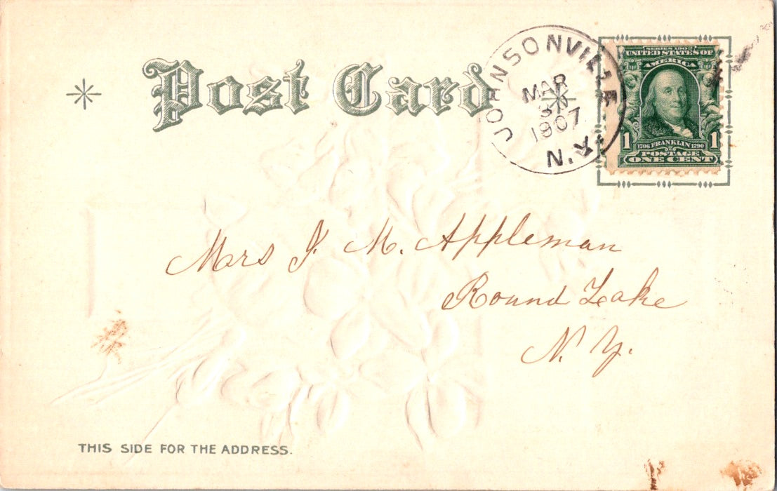 Vintage Postcard Flowers Cross A Peaceful Easter Posted 1907 US One Cent