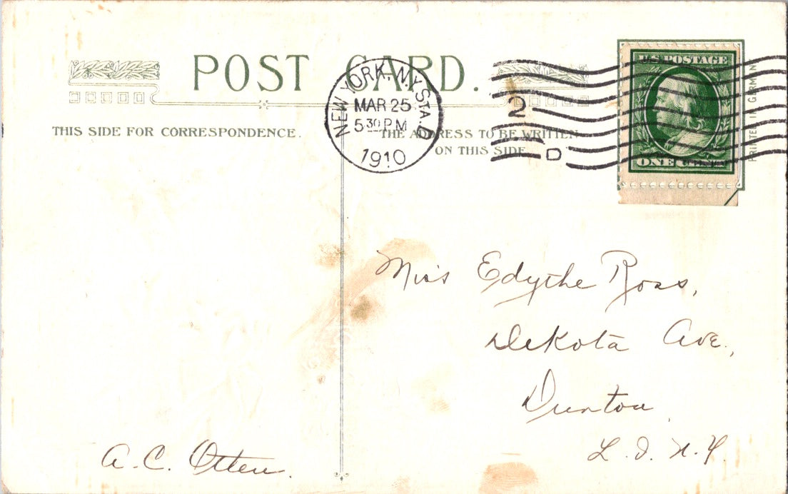 Vintage Postcard Flowers Cross A Very Happy Easter Posted 1910 US One Cent