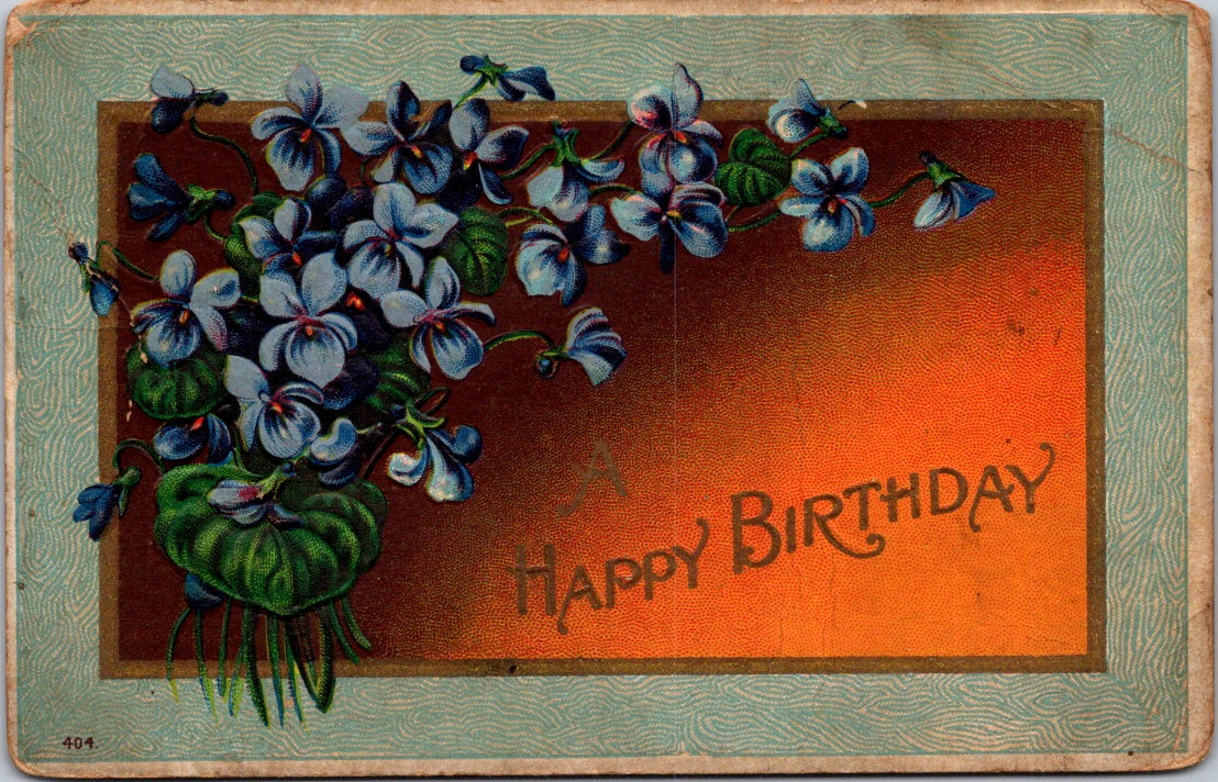 Vintage Postcard Flowers Happy Birthday Greetings Posted 1910 US One Cent