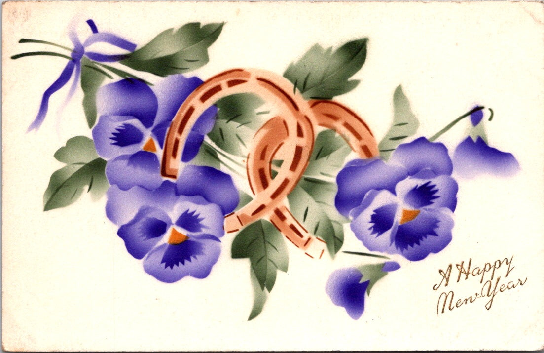 Vintage Postcard Flowers Happy New Year Posted 1915 US Postage One Cent