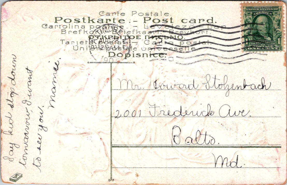 Vintage Postcard Flowers Posted 1907 United States One Cent