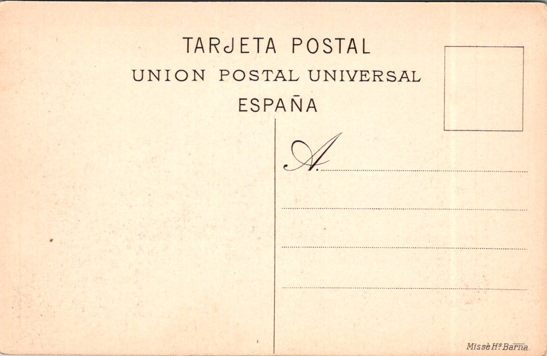 Vintage Postcard Palacio de Bellas Artes Monumento a Rius i Taulet Barcelona