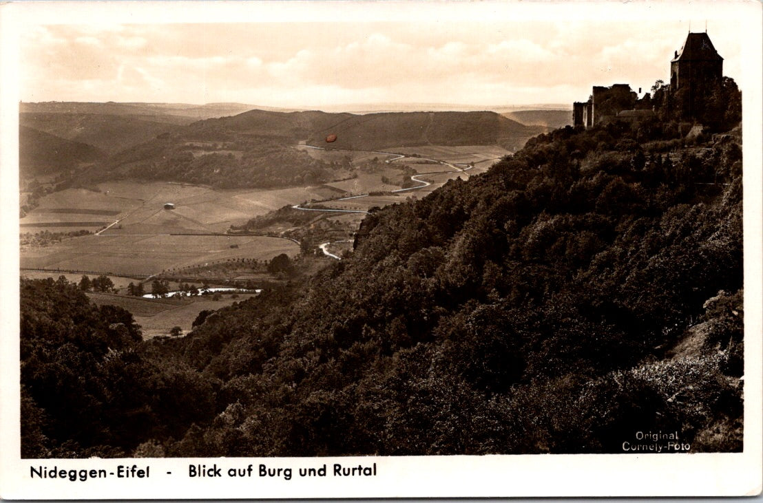 Vintage Postcard Niddegen Eifel View Of Castle And Rurtal Germany Unposted