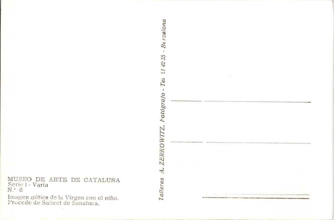 Vintage Postcard Gothic Image Of The Virgin With The Child Barcelona Unposted