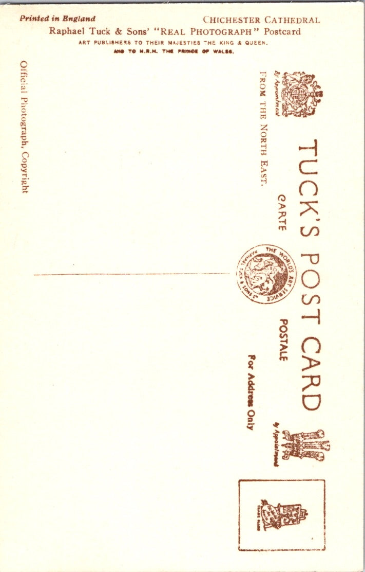 Vintage Postcard From The North East Chichester Cathedral England Unposted