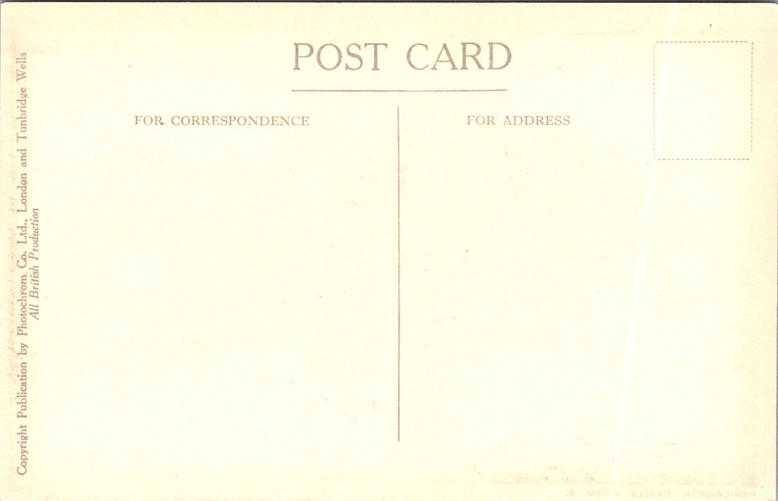 Vintage Postcard Kenilworth Castle From South England United Kingdom Unposted