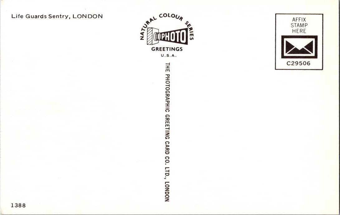 Vintage Postcard Lifeguard Sentry London England United Kingdom Unposted
