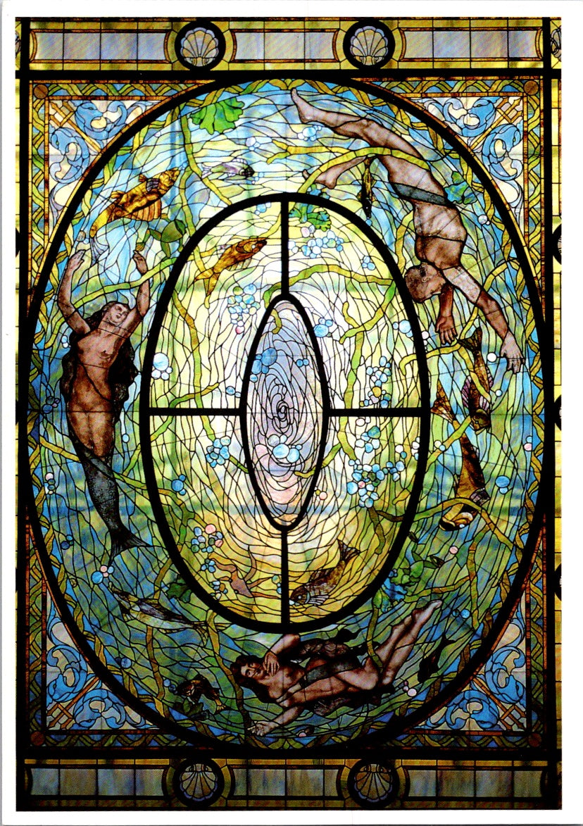 Vintage Postcard Fordyce Bathhouse Visitor Center Men's Bathhall Stained Glass