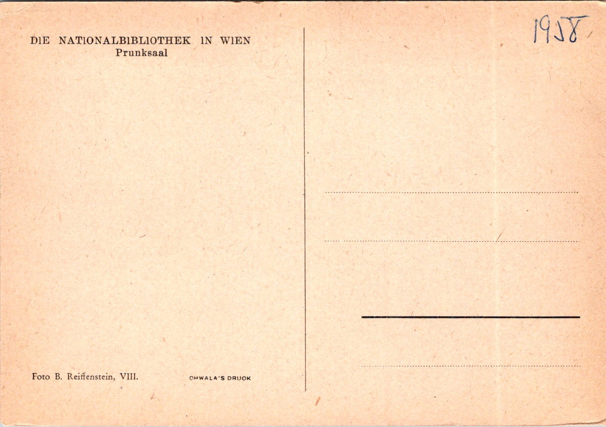 Vintage Postcard State Hall The National Lbrary Vienna's State Hall Austria