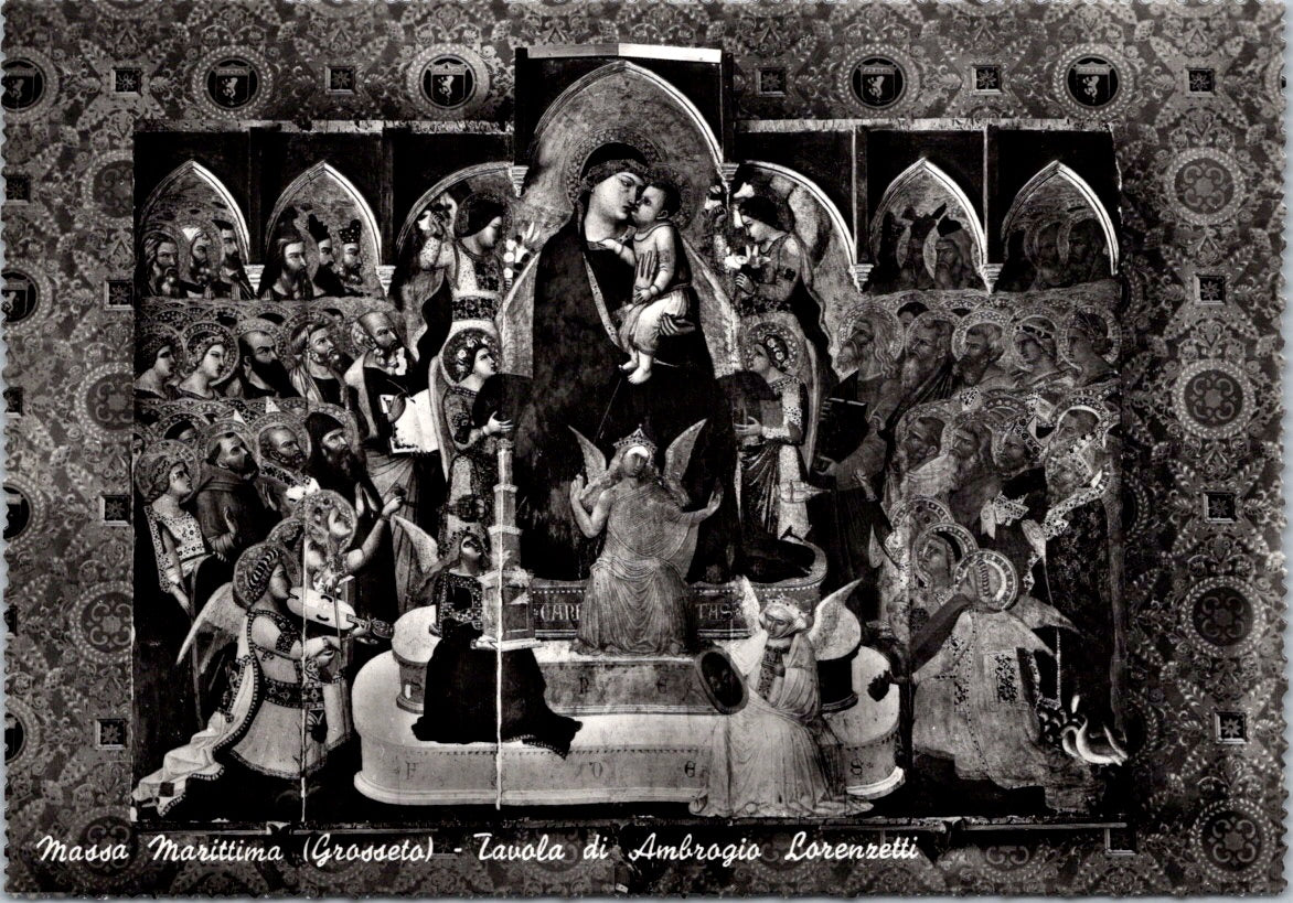 Vintage Postcard Table Of Ambrogio Lorenzetti Massa Marittima Tuscany Italy