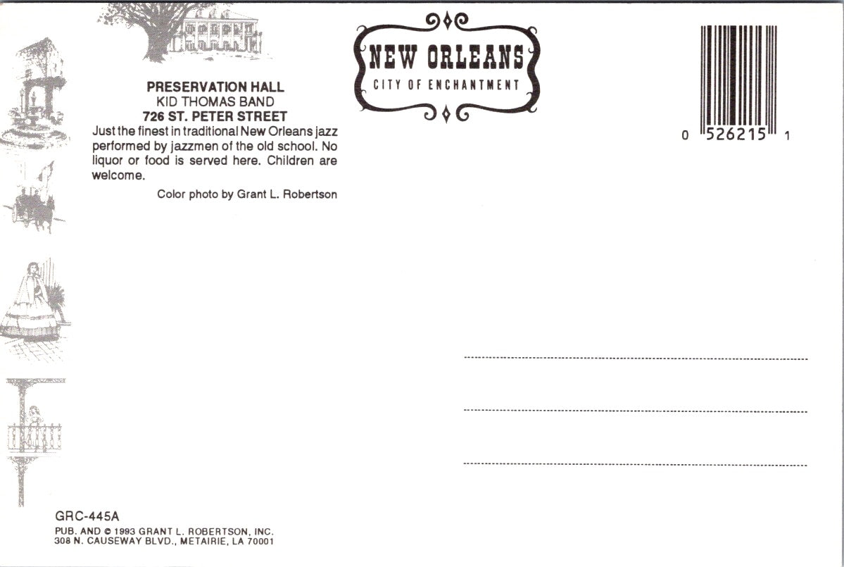 Vintage Postcard Preservation Hall Kid Thomas Band New Orleans Louisiana