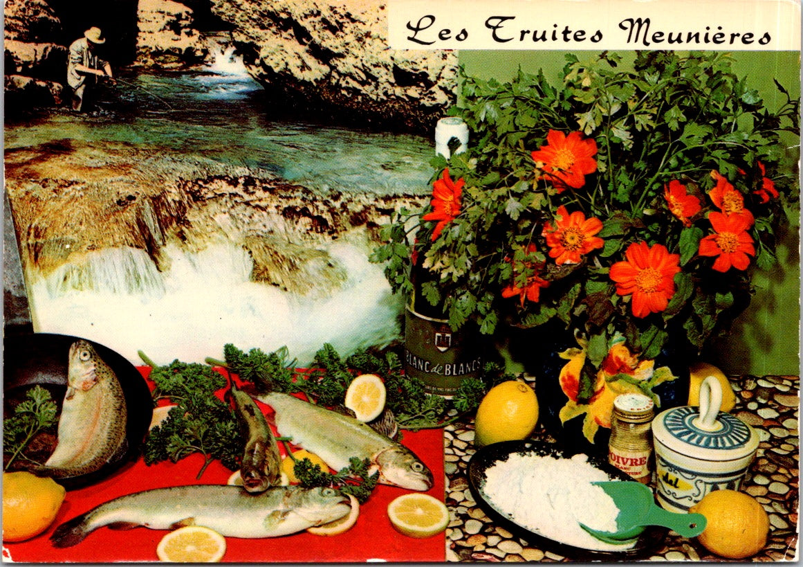 Vintage Postcard Recipe For Truites Meuniere France Unposted