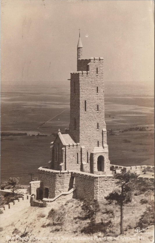 Vintage Postcard Post Card Will Rogers Shrine Cheyenne Mt CO Spring Sanborn RPPC
