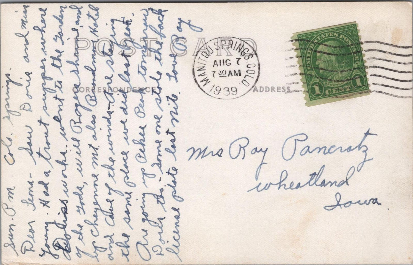 Vintage Postcard Post Card Will Rogers Shrine Cheyenne Mt CO Spring Sanborn RPPC