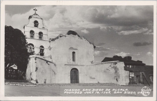 Vintage Postcard Post Card Mission San Diego De Alacala Frashers RPPC CA