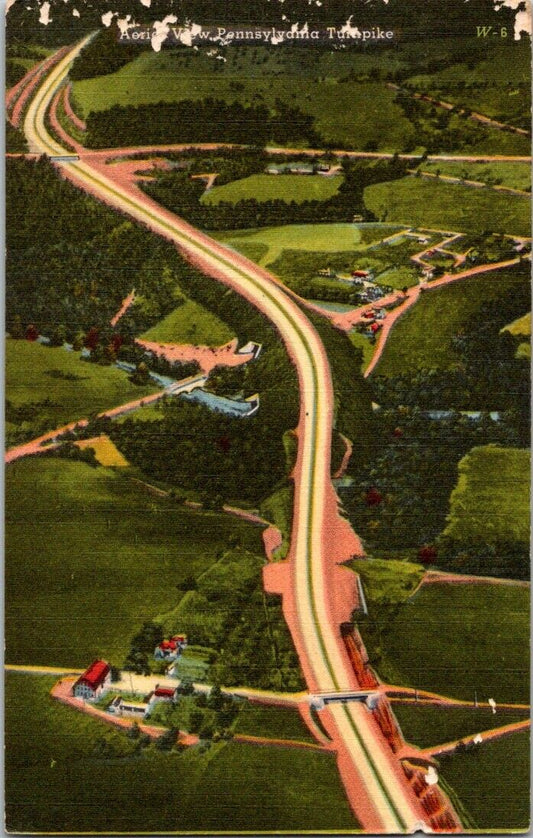 Postcard Post Card Dream Highway Turnpike Pennsylvania Posted 1955 2 Cent