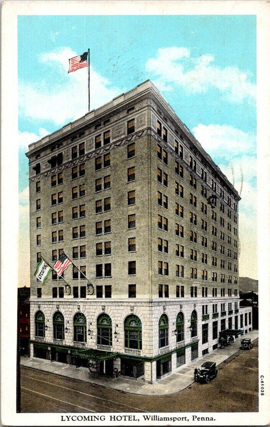 Postcard Post Card Lycoming Hotel Williamsport Penna Posted 1933