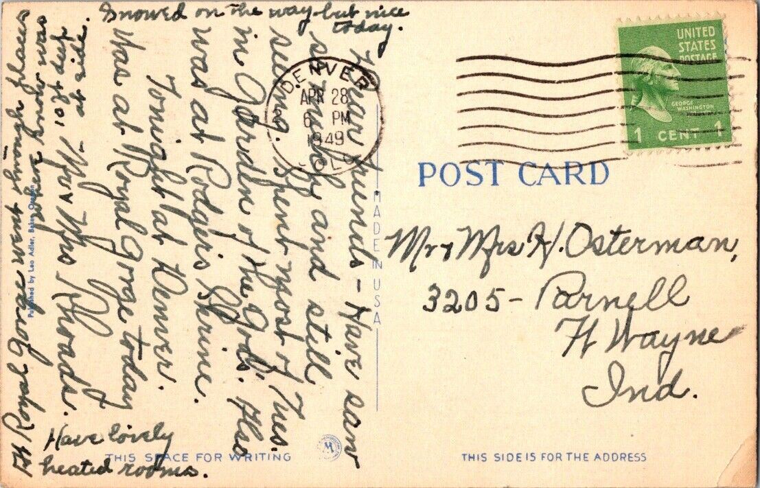 Postcard Post Card Out Where The West Begins Posted 1949