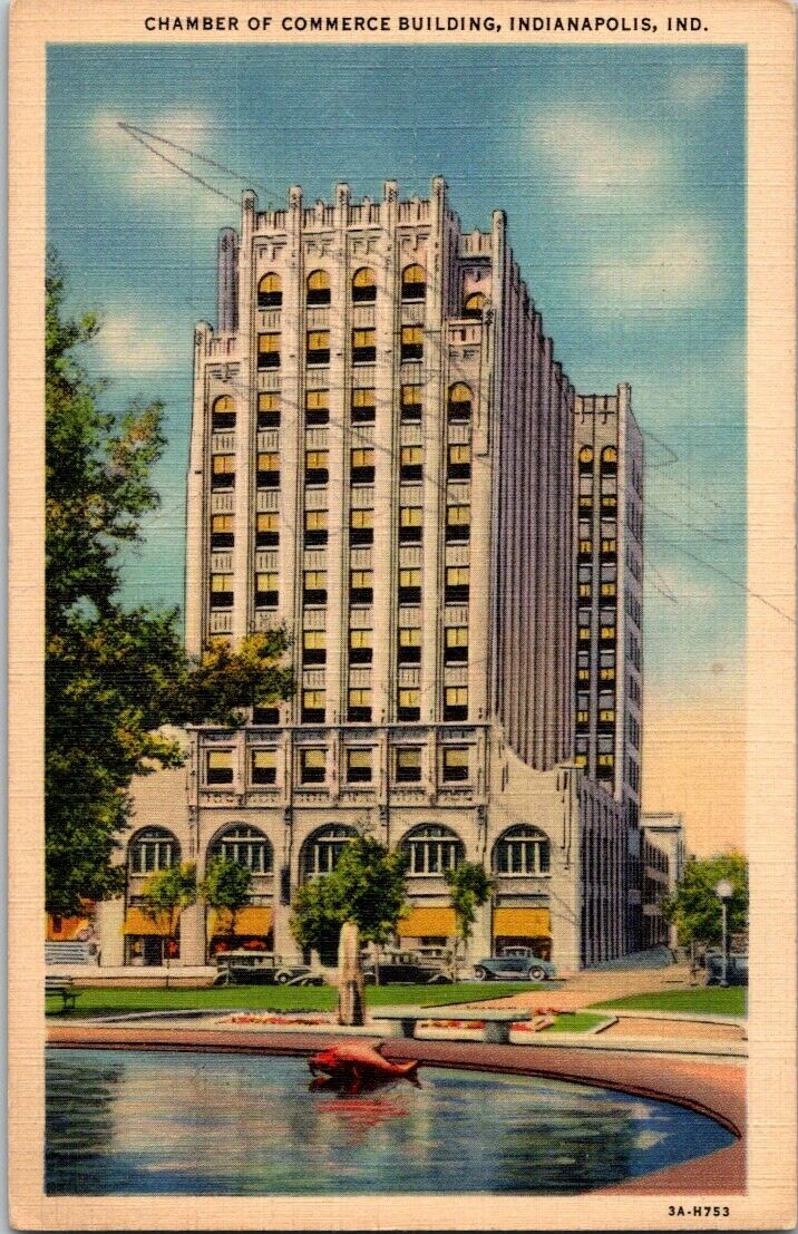 Postcard Post Card Chamber of Commerce Building Indianapolis Posted 1937