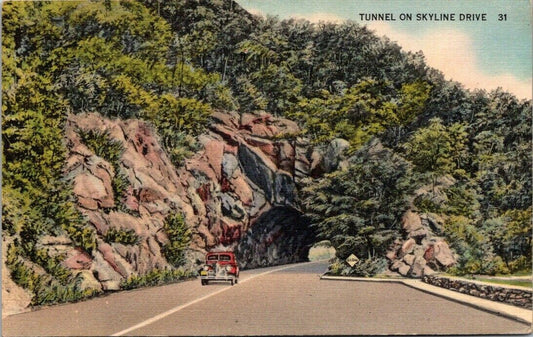 Postcard Divided Back Unposted Tunnel Skyline Drive Shenandoah National Park VA