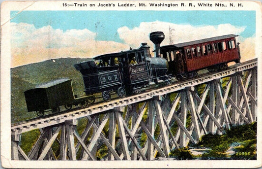 Postcard Train Jacobs Ladder Mt Washington RR White Mountains Posted 1933