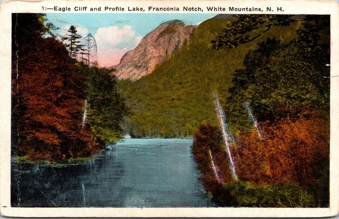 Postcard Eagle Cliff Profile Lake White Mountains Hampshire Posted 1933