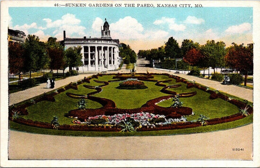 Postcard Divided Back Unposted Paseo Gardens Kansas Mo.