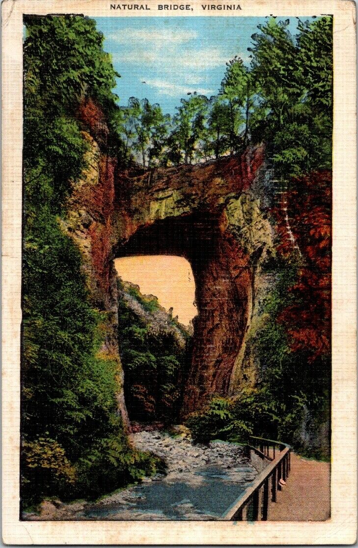 Postcard Post Card Natural Bridge Virginia Posted 1938 1c Stamp