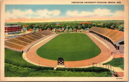 Postcard Creighton Jesuit University Omaha City Nebraska Jays Field