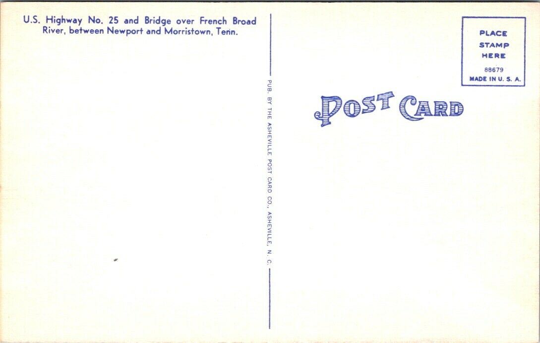 Postcard Divided Back Unposted Highway No 25 Bridge Over French Broad River