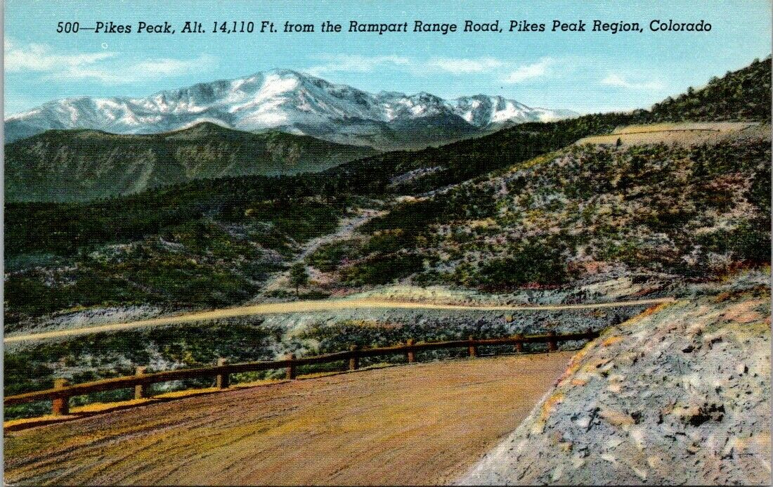 Postcard Post Card Pikes Peak Rampart Range Road Colorado Unposted