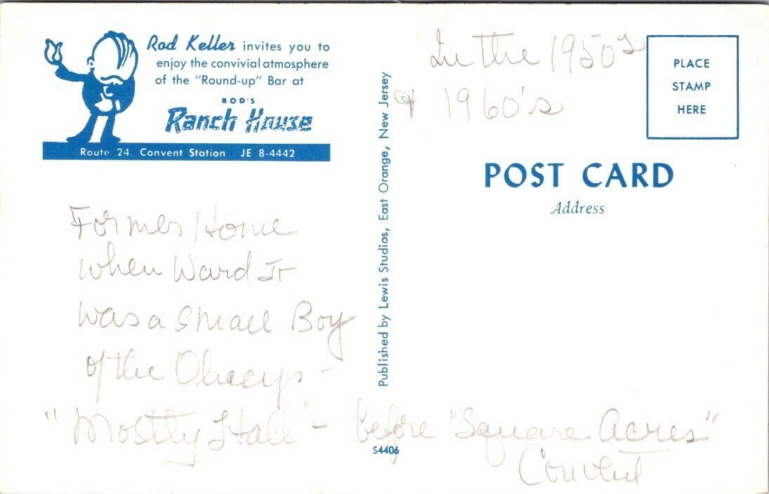 Postcard Post Card Ranch House Rod Keller Route 24 Unposted