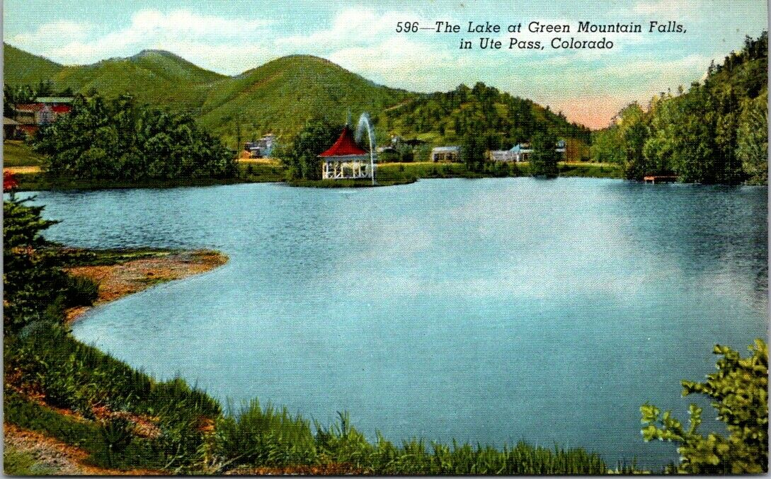 Postcard Post Card Lake Green Mountain Falls Ute Pass Colorado