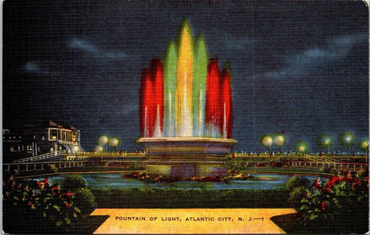 Postcard Divided Back Unposted Fountain Of Light Atlantic City New Jersey