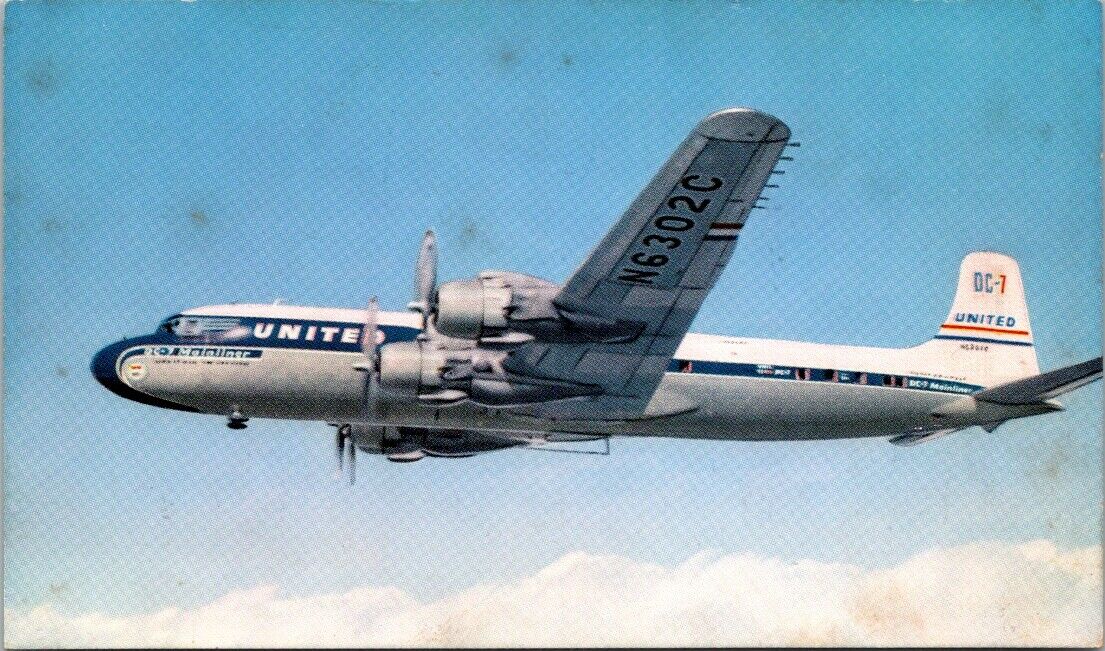 Postcard Post United DC-7 Airplane N6302C Plane Card Divided Back Unposted