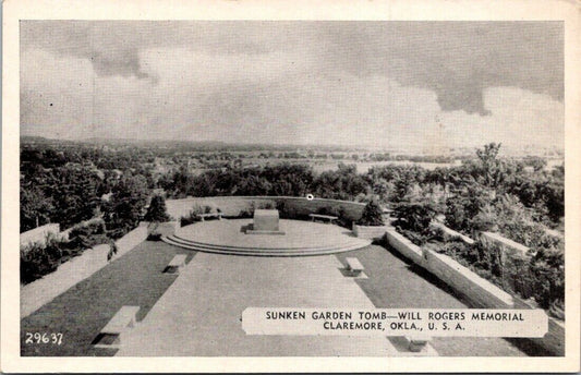 Postcard Post Card Sunken Garden Tomb Will Rodgers Claremore Unposted