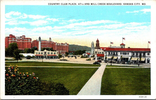 Postcard Divided Back Unposted Country Club Plaza Mill Creek Blvd Kansas City