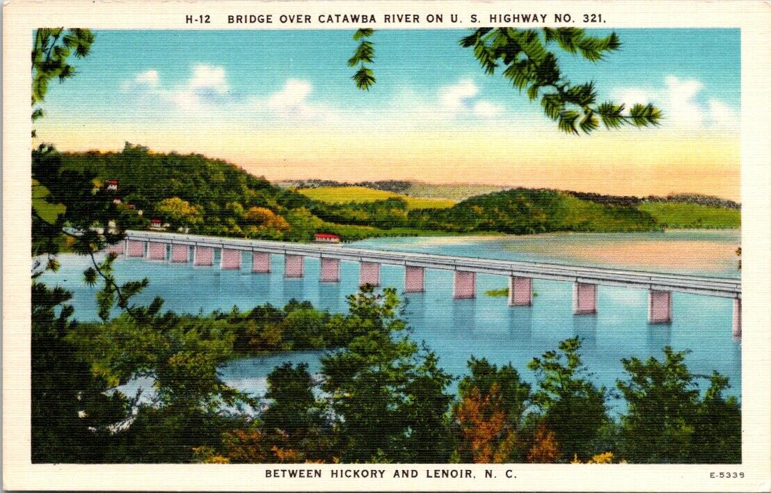 Postcard Divided Back Unposted Bridge Catawba Rivere on US Highway No 321